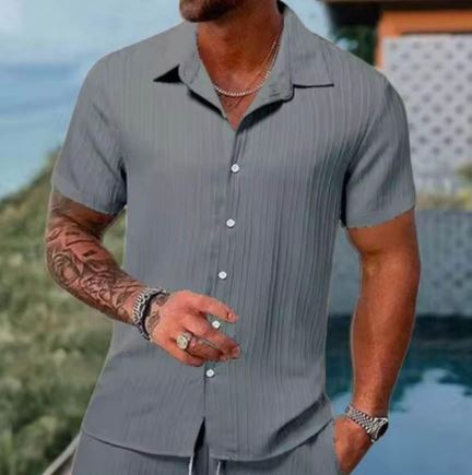 Men's Grey Short Sleeve Shirt